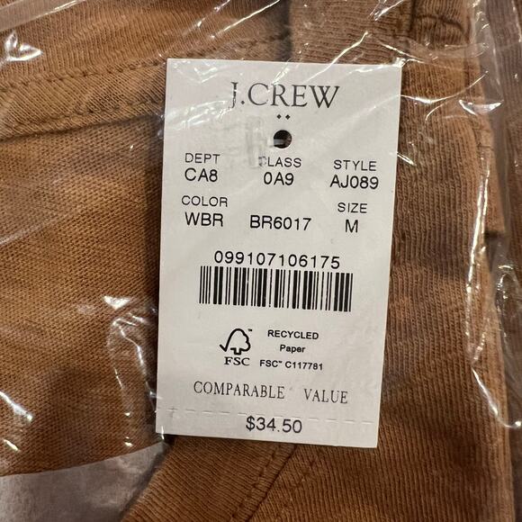 NWT J. Crew Warm Brandy Brown Girlfriend Crewneck Tee - SIZE XL - Picture 5 of 12
